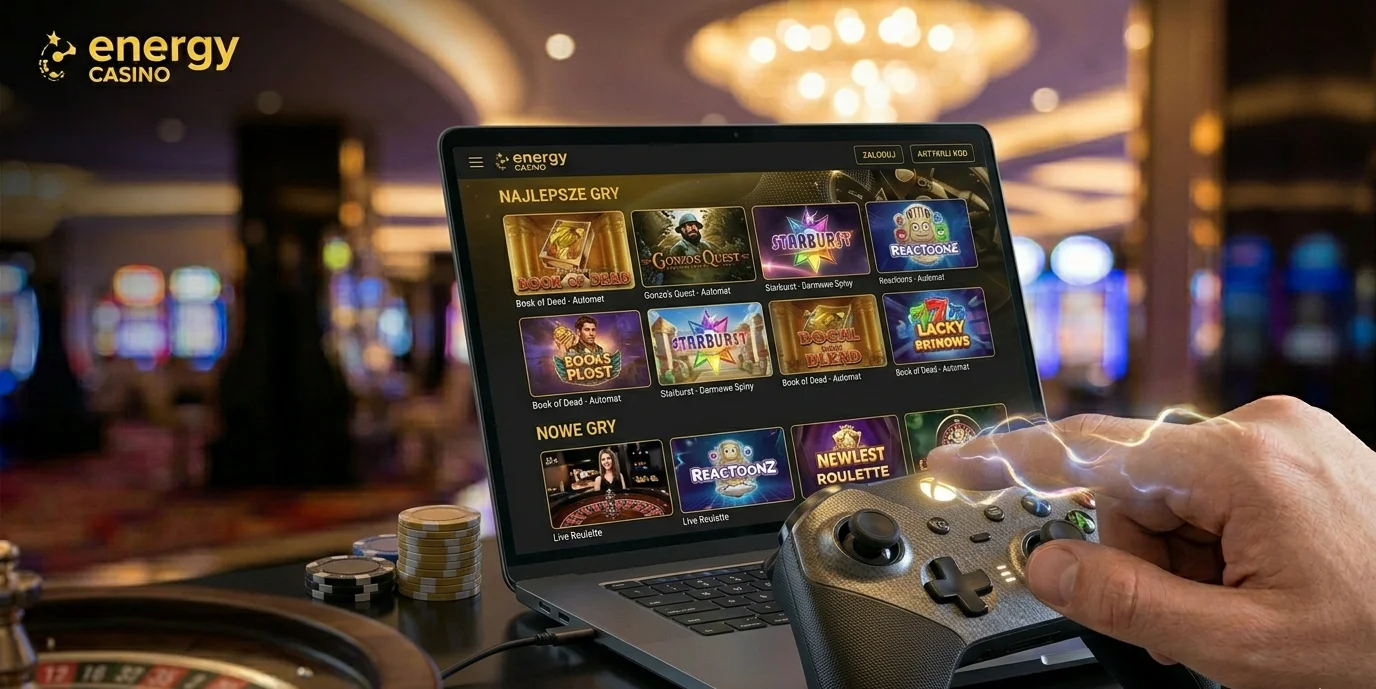 Biblioteka slotów w Energy Casino z logami dostawców
