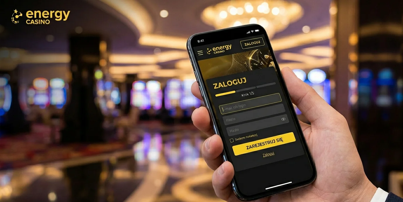 Formularz logowania Energy Casino na ekranie mobilnym